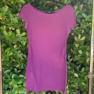 Purple silky T-shirt dress